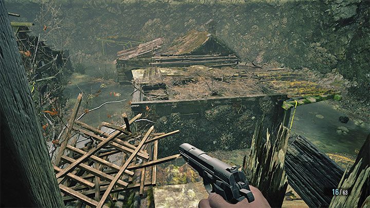 Pojedynek z bossem rozpocznie się niedługo po zeskoczeniu do obszaru z powyższego obrazka - Resident Evil Village: Moreau - boss, jak pokonać? - Resident Evil Village - poradnik do gry