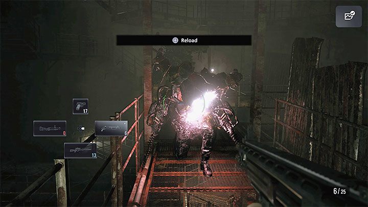 Musicie korzystać z metalowych balkoników i kierować się stopniowo w stronę wielkiego pracującego ostrza - Resident Evil Village: Przejście przez poziom B3 - solucja - Resident Evil Village - poradnik do gry