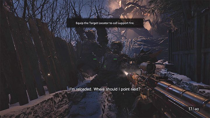 W oczekiwaniu na ładowanie się Target Locatora musicie się bronić - Resident Evil Village: Płonąca wioska - solucja, opis przejścia - Resident Evil Village - poradnik do gry
