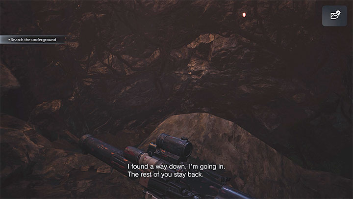 Po wygranej bitwie zabierzcie jak najwięcej zapasów z okolicy i skierujcie się w stronę dużej dziury w ziemi, do której musicie wskoczyć - Resident Evil Village: Płonąca wioska - solucja, opis przejścia - Resident Evil Village - poradnik do gry