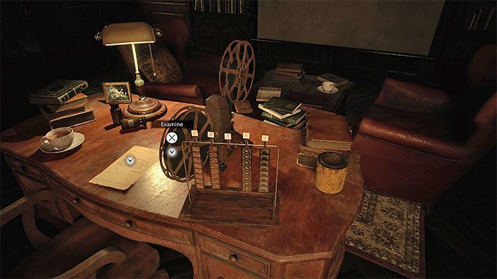 Musicie teraz wyruszyć do mijanego wcześniej gabinetu Study z projektorem Film Projector - Resident Evil Village: Wydostanie się z piwnicy - solucja, opis przejścia - Resident Evil Village - poradnik do gry