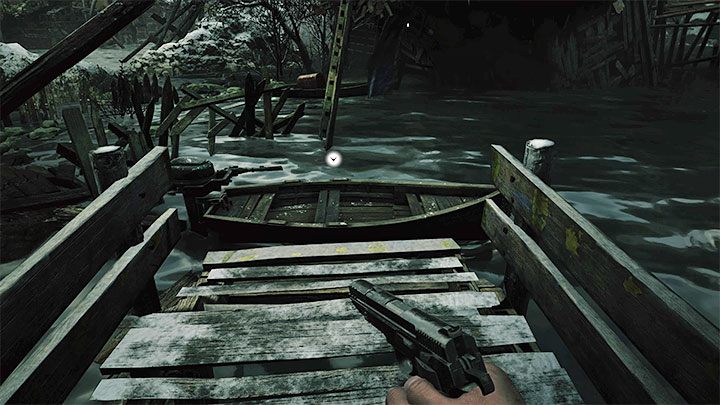Jedna ze ścieżek prowadzi na zewnątrz i po wyjściu z kopalni docelowo dotrzecie na małe nabrzeże z łódką - Resident Evil Village: Przeprawa przez wioskę, dotarcie do łodzi - solucja - Resident Evil Village - poradnik do gry