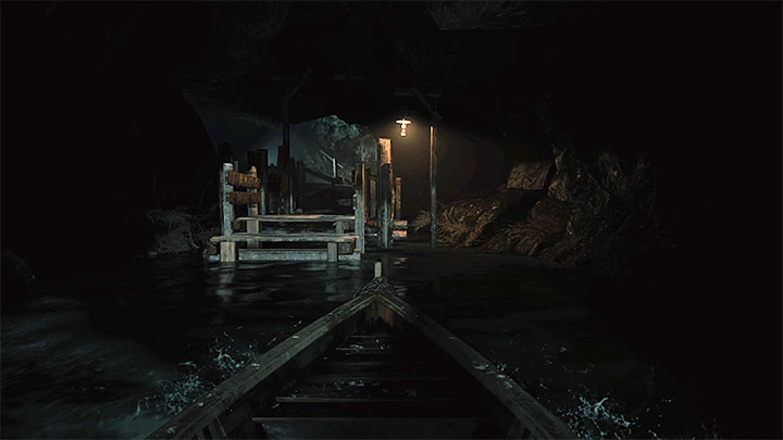 Do eksploracji zbiornika będziecie mogli na dobrze przystąpić po tym jak znajdziecie w jaskini kluczyk do łodzi i użyjecie go do uruchomienia jej silnika - Resident Evil Village: Przeprawa przez zbiornik, unikanie ryby - solucja - Resident Evil Village - poradnik do gry