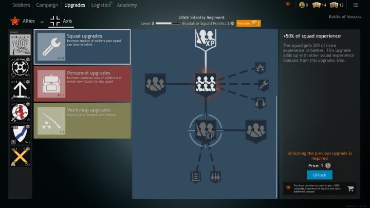 Każdy oddział posiada osobne drzewko ulepszeń. - Enlisted: Zarządzanie oddziałami - Enlisted - poradnik do gry