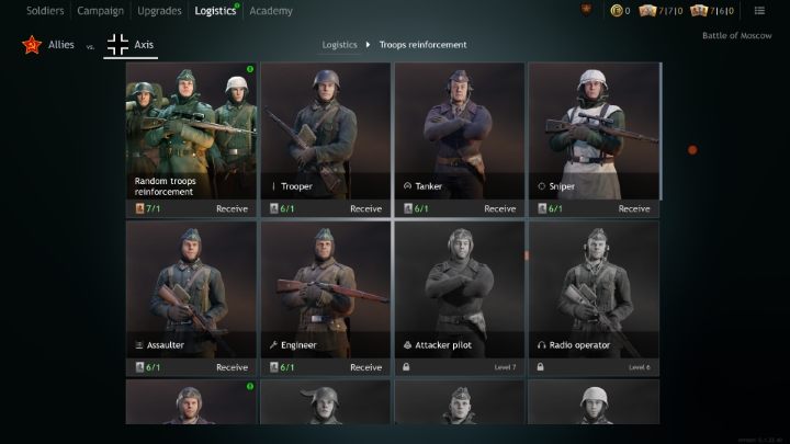 Nowych żołnierzy możesz kupić w zakładce Logistics. - Enlisted: Zarządzanie oddziałami - Enlisted - poradnik do gry