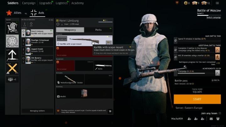 Teraz przejdź do ekwipunku poprzez zakładkę Soldiers. - Enlisted: Nowe bronie i wyposażenie - jak zdobywać i ulepszać? - Enlisted - poradnik do gry