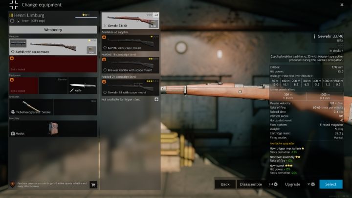 W kolejnym oknie będziesz mógł ulepszać i rozkładać bronie. - Enlisted: Nowe bronie i wyposażenie - jak zdobywać i ulepszać? - Enlisted - poradnik do gry