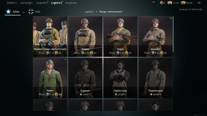 Nowych żołnierzy kupisz w zakładce Logistics. - Enlisted: Wielkość oddziału - jak zwiększyć? - Enlisted - poradnik do gry