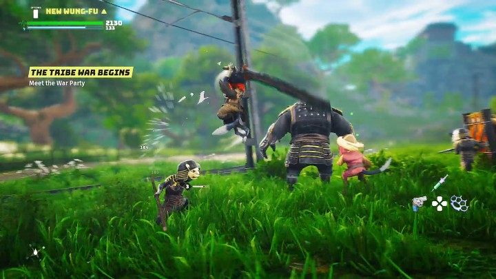 Idąc w stronę posterunku wrogiego plemienia natkniecie się na wojowników Miriadów walczących z żołnierzami Jagnich - Biomutant: Początek wojny plemion/The Tribe War Begins - solucja - Biomutant - poradnik do gry