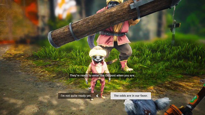 Porozmawiajcie z mniejszym wojownikiem Miriadów i wyraźnie gotowość do ataku, a większy z nich natychmiast wyważy drzwi posterunku plemienia Jagnich - Biomutant: Początek wojny plemion/The Tribe War Begins - solucja - Biomutant - poradnik do gry