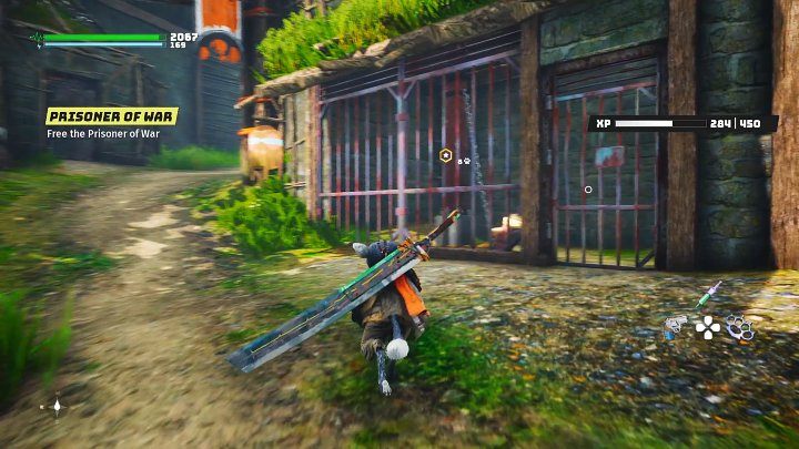 Pokonajcie dwóch strażników, a następnie uwolnijcie wojownika Miriadów, który został zamknięty w klatce - Biomutant: Początek wojny plemion/The Tribe War Begins - solucja - Biomutant - poradnik do gry