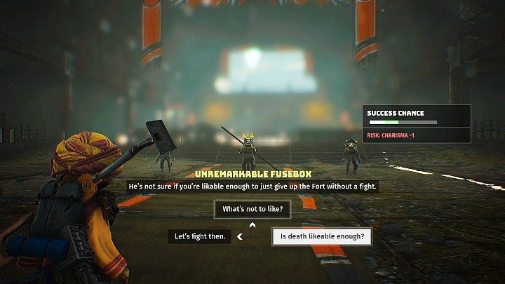 Ostatni etap podboju wrogiego fortu to spotkanie z Sifu - jeśli chcecie, możecie spróbować przekonać przywódcę do poddania się (wymagana charyzma) lub walczyć z nim - Biomutant: Wojna plemion/The Tribe War - solucja, opis przejścia - Biomutant - poradnik do gry