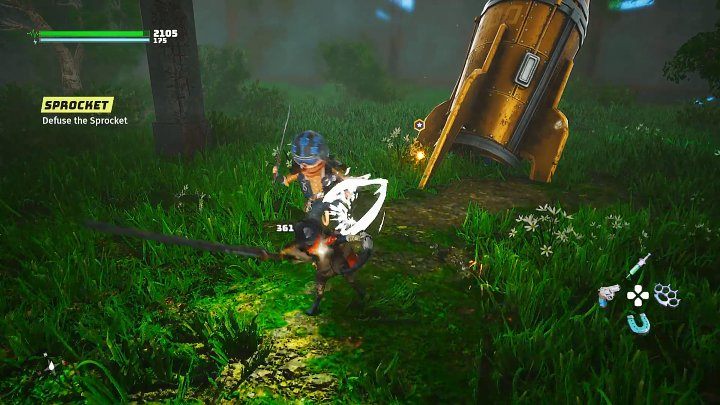 Przy rakiecie Sprocket stacjonuje jeden przeciwnik, który nie powinien sprawić Wam żadnych problemów - Biomutant: Ciuchciownia/The Chugyard - solucja, opis przejścia - Biomutant - poradnik do gry