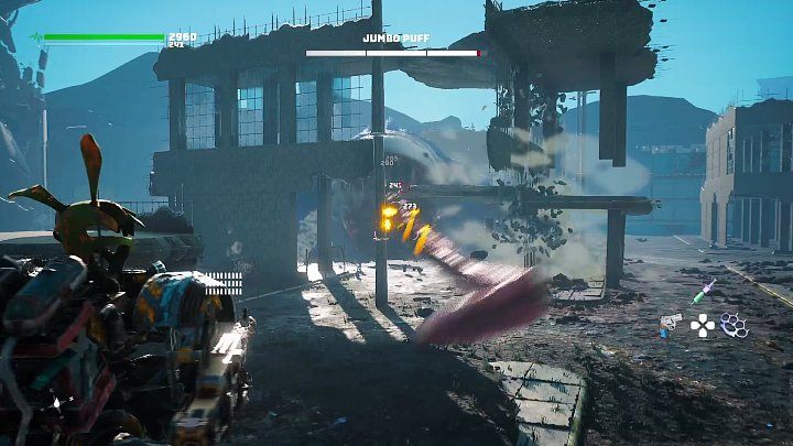 Puchcio Wielguch potrafi wyprowadzić szybki atak językiem, który ma naprawdę duży zasięg i może przebijać się przez ściany, dlatego warto trzymać bossa na dystans - Biomutant: Zachodni Światożerca/The Western Worldeater - solucja - Biomutant - poradnik do gry