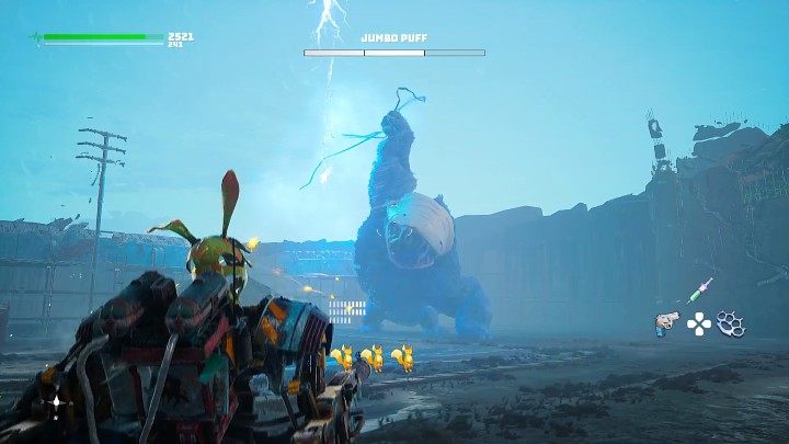 Na początku drugiej fazy pojedynku Puchcio Wielgów zerwie linię wysokiego napięcia i zacznie wykorzystywać elektryczny kabel, jak broń - Biomutant: Zachodni Światożerca/The Western Worldeater - solucja - Biomutant - poradnik do gry