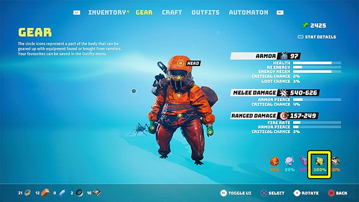 Jeżeli poprawnie założyliście dany skafander, to w oknie sprzętu powinna być wyświetlana informacja, że odporność na powiązany z kombinezonem żywioł wzrosła do 100% - Biomutant: Skafandry/kombinezony - jak zdobyć? - Biomutant - poradnik do gry