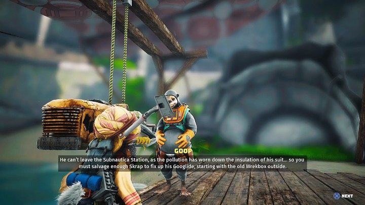 Glutomir opowie Wam nieco na temat przeszłości głównego bohatera, ale także o swoim wynalazku ślizgosiupni (Googlide) i w jaki sposób zbudowany przez niego skuter wodny może pomóc Wam w walce z Puchciem Chrumem (Porky Puff) - Biomutant: Glutomir/Goop - solucja, opis przejścia - Biomutant - poradnik do gry