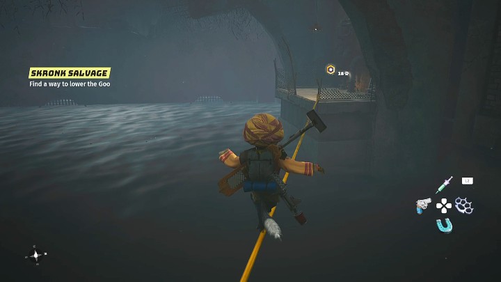 Po wejściu do tunelu ściekowego idźcie cały czas, jak droga prowadzi, a następnie wskoczcie na linę i przejdźcie na platformę po prawej stronie - Biomutant: Glutomir/Goop - solucja, opis przejścia - Biomutant - poradnik do gry