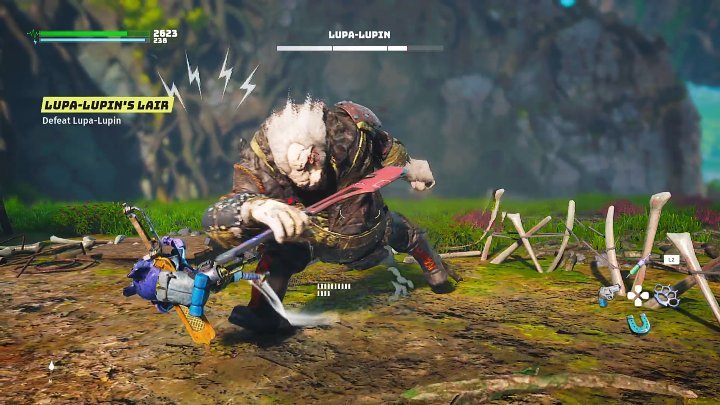 Pomimo swoich ogromnych rozmiarów Lupa-Lipin jest bardzo zwinnym przeciwnikiem i może zaszarżować na Waszego bohatera - Biomutant: Mięsożerca/The Meat Eater - solucja, opis przejścia - Biomutant - poradnik do gry