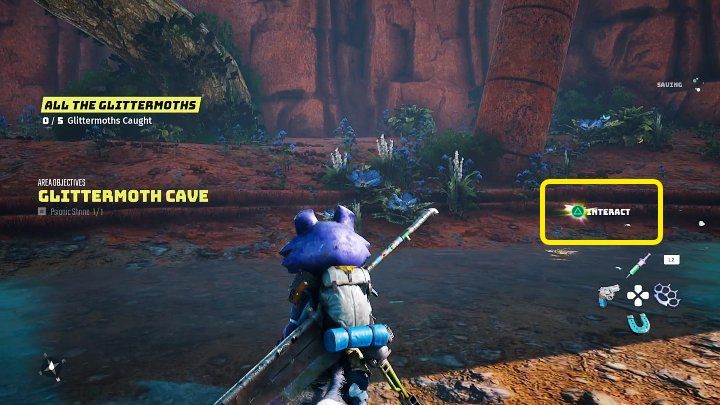 Błyskomole (Glittermoths) łapie się w taki sam sposób, jak inne stworzenia - wystarczy podejść do nich i wcisnąć przycisk odpowiedzialny za interakcję - Biomutant: Noko - solucja, opis przejścia - Biomutant - poradnik do gry