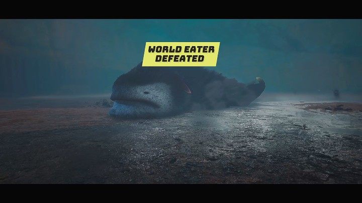 Gdy zdrowie Puchcia Kopytka spadnie do zera, stwór padnie martwy i walka z trzecim bossem gry Biomutant dobiegnie końca - Biomutant: Północno-Wschodni Światożerca/The Northeastern Worldeater - solucja - Biomutant - poradnik do gry