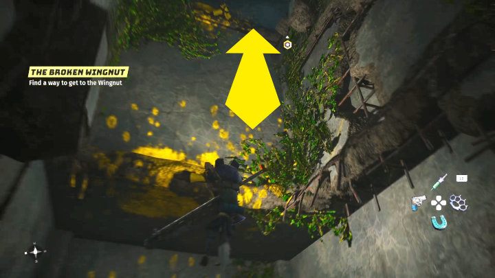 Gdy dojdziecie do pomieszczenia z żółtymi plamami na ścianie, podskoczenie i złapcie się krawędzi, a następnie wskoczcie na wyższe piętro - Biomutant: Zium/Whiz - solucja, opis przejścia - Biomutant - poradnik do gry