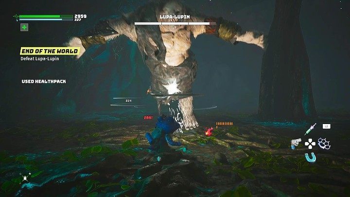 Zdecydowanie łatwiej walczy się przy pomocy broni dystansowej, ponieważ będziecie poza zasięgiem wielu ataków Lupa-Lupina - Biomutant: Koniec Świata/End of the World - solucja, opis przejścia - Biomutant - poradnik do gry