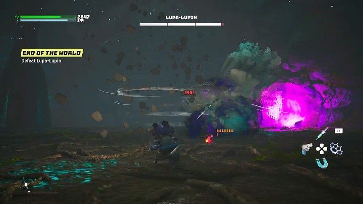 Jedną z nowych umiejętności Lupa-Lupina jest możliwość szybkiego przemieszczania się po obszarze areny - Biomutant: Lupa-Lupin, finałowy boss - jak pokonać? - Biomutant - poradnik do gry