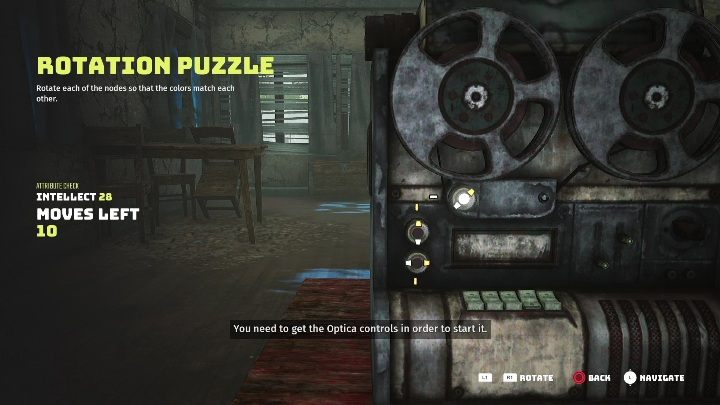 W małym pomieszczeniu, z zabitymi oknami, znajduje się projektor - Biomutant: Promienioświatło - solucja, opis przejścia - Biomutant - poradnik do gry