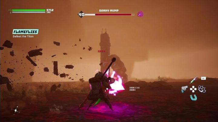 Pod budynkiem traficie na tytana, musicie go pokonać, aby pozbyć się wrogów z tego otoczenia - Biomutant: Jotysz - solucja, opis przejścia - Biomutant - poradnik do gry