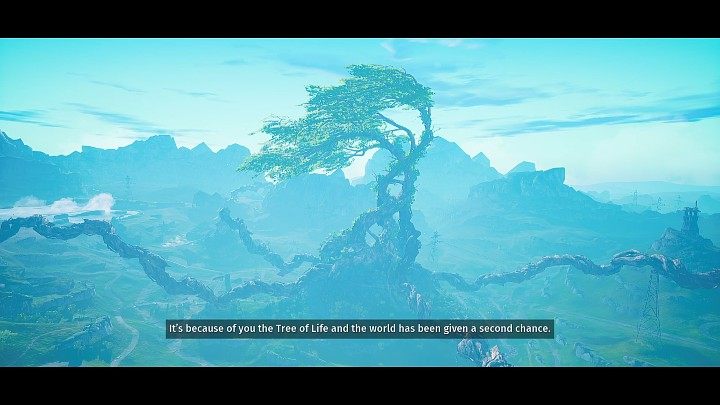 Po walce z Lupa-Lupinem narrator w kilku krótkich zdaniach podsumuje moralne wybory protagonisty i przedstawi go w dobrym świetle, jako kogoś, kto zawsze pomagał innym i dał światu i Drzewu Życia drugą szansę - Biomutant: Dobre zakończenie - Biomutant - poradnik do gry