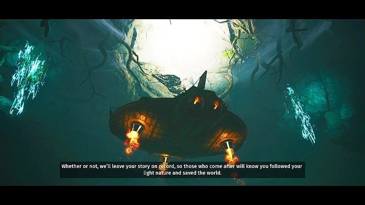 Gdy Przedawniony przygotowuje Arkę do odlotu, narrator konkluduje, że jak przewidziano, przeznaczeniem głównego bohatera było rozerwać łańcuchy tego świata - Biomutant: Dobre zakończenie - Biomutant - poradnik do gry