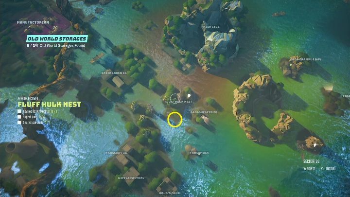 Potwór znajduje się na plaży, w miejscu zaznaczonym na screenie powyżej - Biomutant: Magazyn z Dawnoświata - solucja, opis przejścia - Biomutant - poradnik do gry