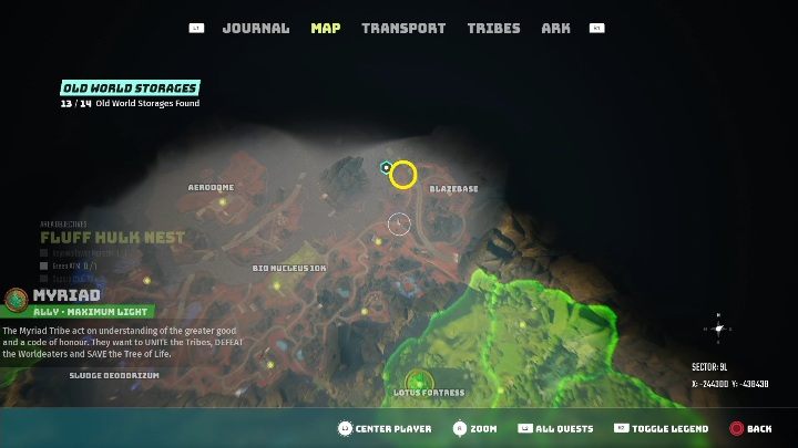 Potwór znajduje się w północnej części mapy, zaraz obok wielkiej góry - Biomutant: Magazyn z Dawnoświata - solucja, opis przejścia - Biomutant - poradnik do gry