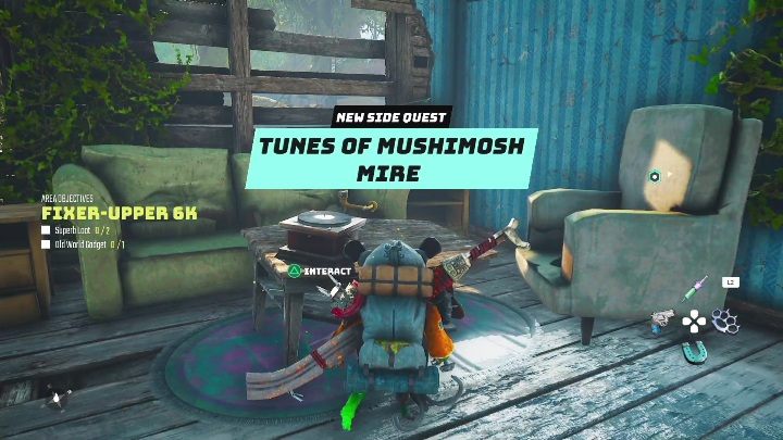 Następnie wróćcie do gramofonu, włóżcie płytę i ustawcie wszystkie elementy zgodnie z kolorami - Biomutant: Wkręcanie się w Rowkokręt - solucja, wszystkie gramofony - Biomutant - poradnik do gry