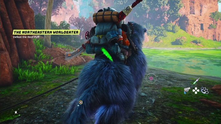 Wystarczy podjechać pod ścianę, zahaczyć linkę o skałę, a potem wyrwać niestabilne elementy, korzystając z pomocy swojego wierzchowca - Biomutant: Pulloff - solucja, opis przejścia - Biomutant - poradnik do gry