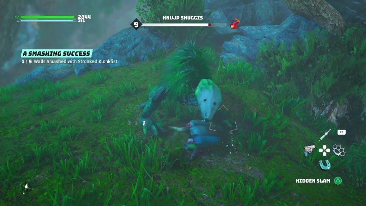 Przed areną, do której macie się dostać, czeka duży przeciwnik - Knujp Snuggis - Biomutant: Bumpięść - solucja, opis przejścia - Biomutant - poradnik do gry