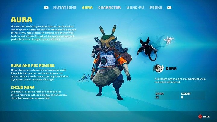 Jeśli Wasze działania będą bardziej agresywne i samolubne, będziecie wzmacniać ciemną Aurę bohatera - Biomutant: Bycie złym - czy się opłaca? - Biomutant - poradnik do gry