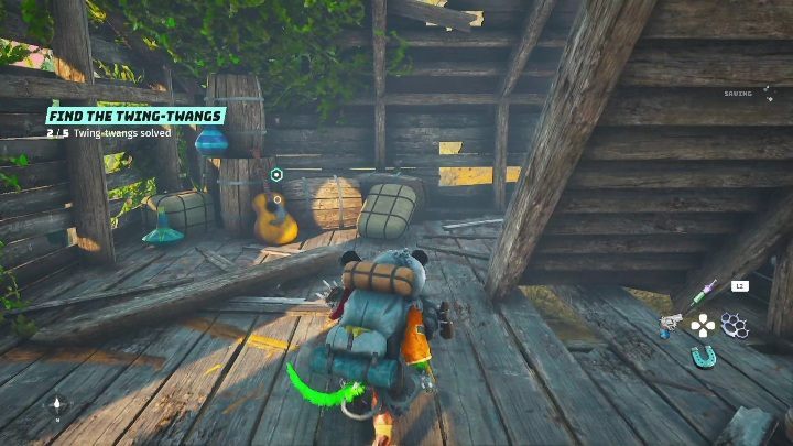 Gitarę do nastrojenia znajdziecie w drewnianym domku, zaraz przy schodach - Biomutant: Znajdź Strunobrzdęki - solucja, opis przejścia - Biomutant - poradnik do gry