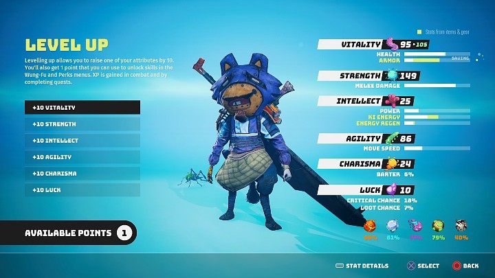 Za każdym razem, gdy Wasza postać zdobędzie kolejny poziom doświadczenia, będziecie mogli podnieść wartość jednego z atrybutów o 10 punktów - Biomutant: Rozwój postaci - Biomutant - poradnik do gry