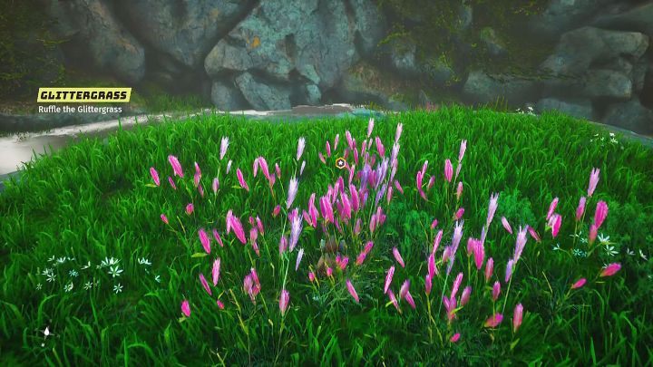 Udajcie się do miejsca wskazanego na mapie, ustawcie się w pobliżu błyszczącej trawy i wyprowadźcie atak wręcz - Biomutant: Inny świat/Another World - solucja, opis przejścia - Biomutant - poradnik do gry