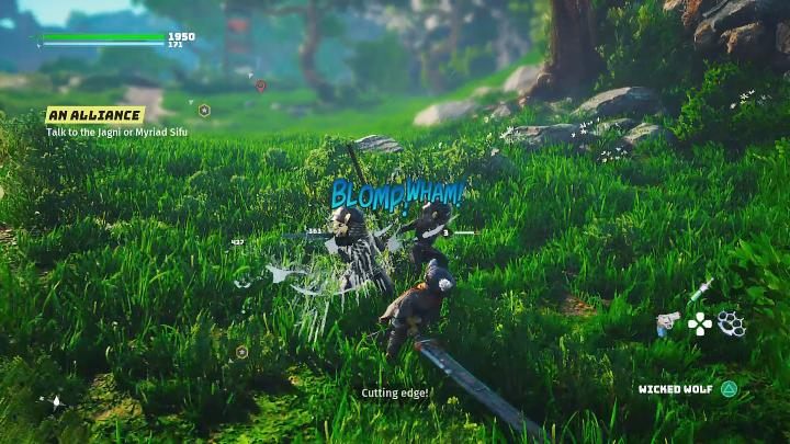 Idąc do miejsca oznaczonego na mapie świata, będziecie świadkami walki, pomiędzy członkami plemienia Miriadów i wojownikami Jagni - Biomutant: Sojusz/An Alliance - solucja, opis przejścia - Biomutant - poradnik do gry