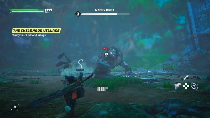 Gdy Wonky Mump zamachnie się kamiennym filarem, po chwili wykona zamaszysty atak tuż nad ziemią - najpierw w jedną stronę, a następnie z powrotem - Biomutant: Sojusz/An Alliance - solucja, opis przejścia - Biomutant - poradnik do gry