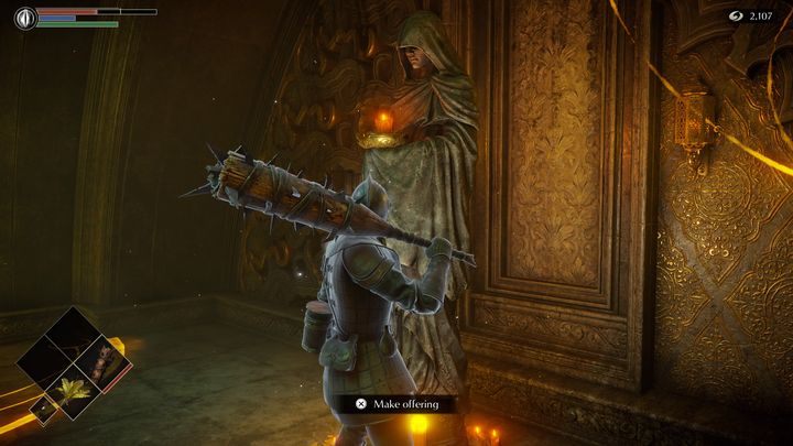 Warto wspomnieć, że wydanie 25 tysięcy dusz na samym początku nie jest zbyt opłacalnym rozwiązaniem, dlatego złóżcie ofiarę w momencie, gdy będziecie mieli dość dobrze ulepszoną postać - Demons Souls Remake: Podzielony świat - czym jest? - Demons Souls Remake - poradnik do gry