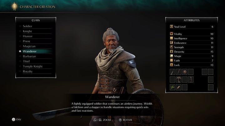 Wędrowiec odznacza się dużą zwinnością, przez co klasa ta polecana jest dla osób, które wolą atakować szybko i skutecznie, mając możliwość wykonywania szybkich i lekkich uników - Demons Souls Remake: Klasy postaci - lista - Demons Souls Remake - poradnik do gry