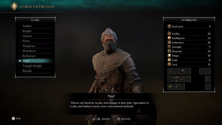 Złodziej cechuje się dużą liczbą punktów szczęścia, czyli parametru odpowiadającego za dodatkowe obrażenia krytyczne, trucizny, krwawienie, ale również za częstsze wypadanie przedmiotów - Demons Souls Remake: Klasy postaci - lista - Demons Souls Remake - poradnik do gry