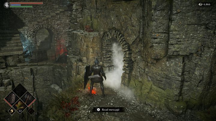 Gdy pokonacie wszystkich kościanych przeciwników, przejdźcie przez mgłę do środka - Demons Souls Remake: Obrzeża wyspy (4-1) - solucja, opis przejścia - Demons Souls Remake - poradnik do gry