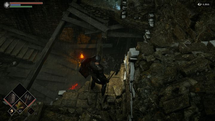 Aby dostać się do pierścienia, przejdźcie powoli po drewnianej desce - Demons Souls Remake: Obrzeża wyspy (4-1) - solucja, opis przejścia - Demons Souls Remake - poradnik do gry