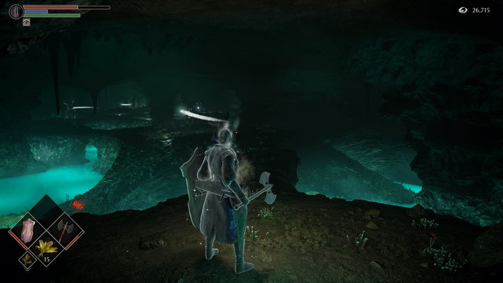 Następnie zejdźcie na dół, znajdziecie się w lokacji pełnej wody, ślimaków oraz białych kul - Demons Souls Remake: Ścieżka rytualna (4-2) - solucja, opis przejścia - Demons Souls Remake - poradnik do gry