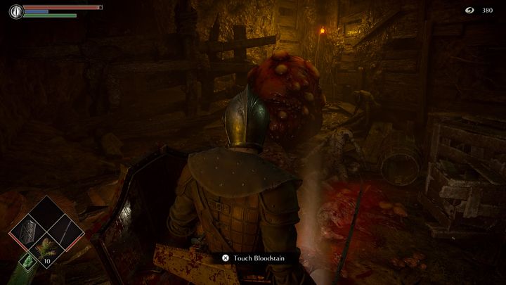 Na drugim końcu mostu, po prawej stronie znajduje się pomieszczenie z czerwonym kokonem - Demons Souls Remake: Czeluść deprawacji (5-1) - solucja, opis przejścia - Demons Souls Remake - poradnik do gry